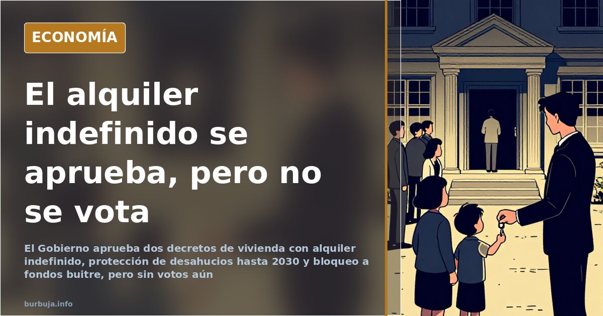 Edificios de viviendas con carteles de se alquila, ilustración sobre el alquiler indefinido y la evolución de la oferta de pi