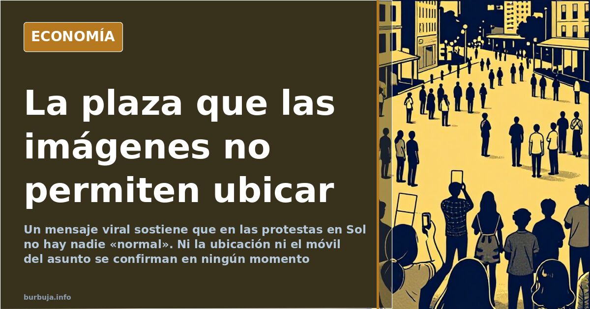 Ilustración editorial de una plaza con personas jóvenes durante una concentración, sin ubicación confirmada