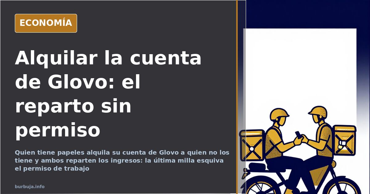 Repartidor a domicilio consultando el móvil junto a su bicicleta en una esquina de Barcelona al anochecer