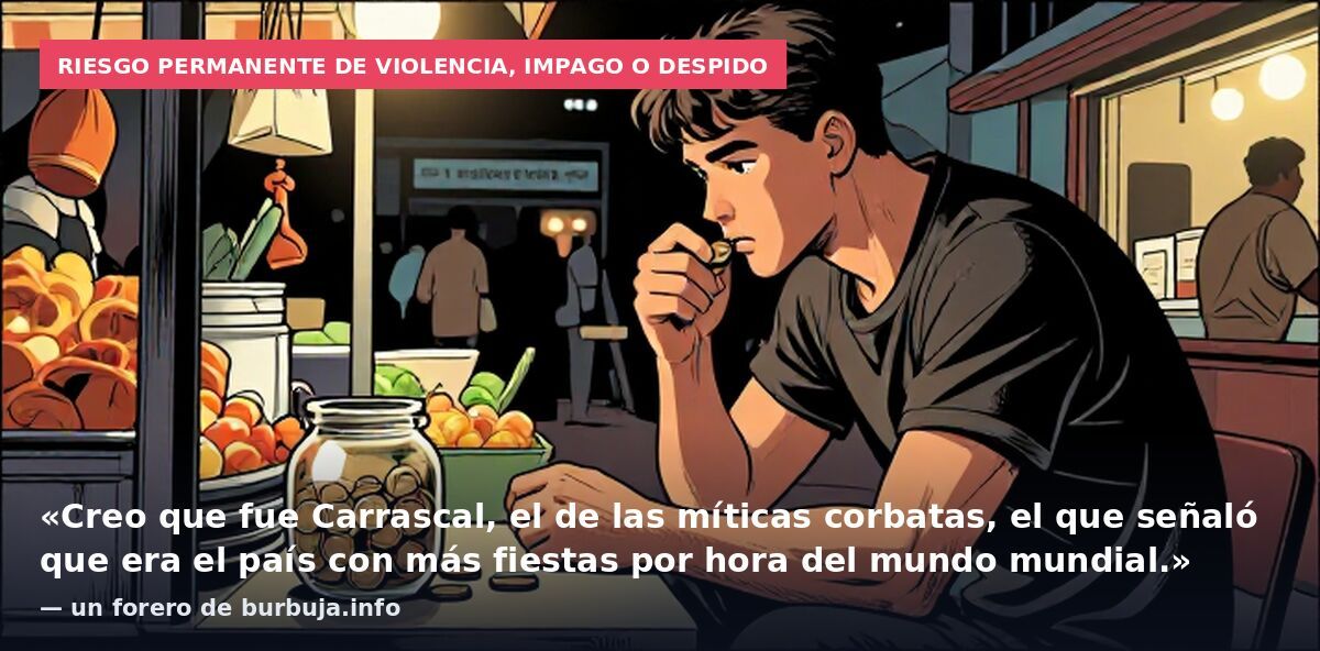 Riesgo permanente de violencia, impago o despido: «Creo que fue Carrascal, el de las míticas corbatas, el que señaló que era el país con más fiestas por hora del mundo mundial.» — un forero de burbuja.info