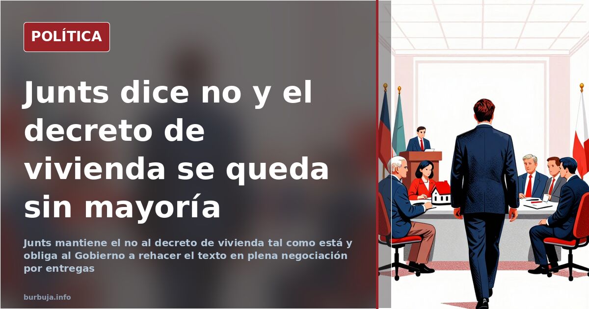 Caricatura editorial del hemiciclo con escaños vacíos en la votación del decreto de vivienda y Junts en el centro