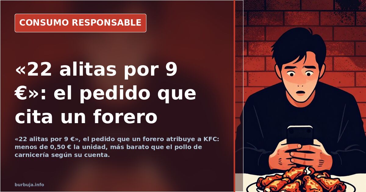 Alitas de pollo rebozadas apiladas en una bandeja de comida rápida junto a un envase de promoción