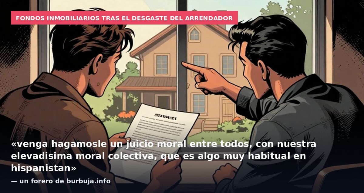 Fondos inmobiliarios tras el desgaste del arrendador: «venga hagamosle un juicio moral entre todos, con nuestra elevadisima moral colectiva, que es algo muy habitual en hispanistan» — un forero de burbuja.info