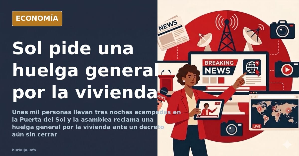 Personas acampadas en la Puerta del Sol de Madrid durante la protesta por la vivienda