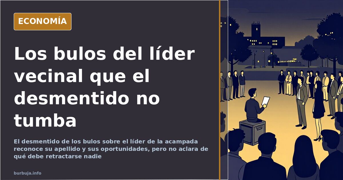 Ilustración editorial en azul y dorado con siluetas de edificios y el perfil del portavoz de los inquilinos