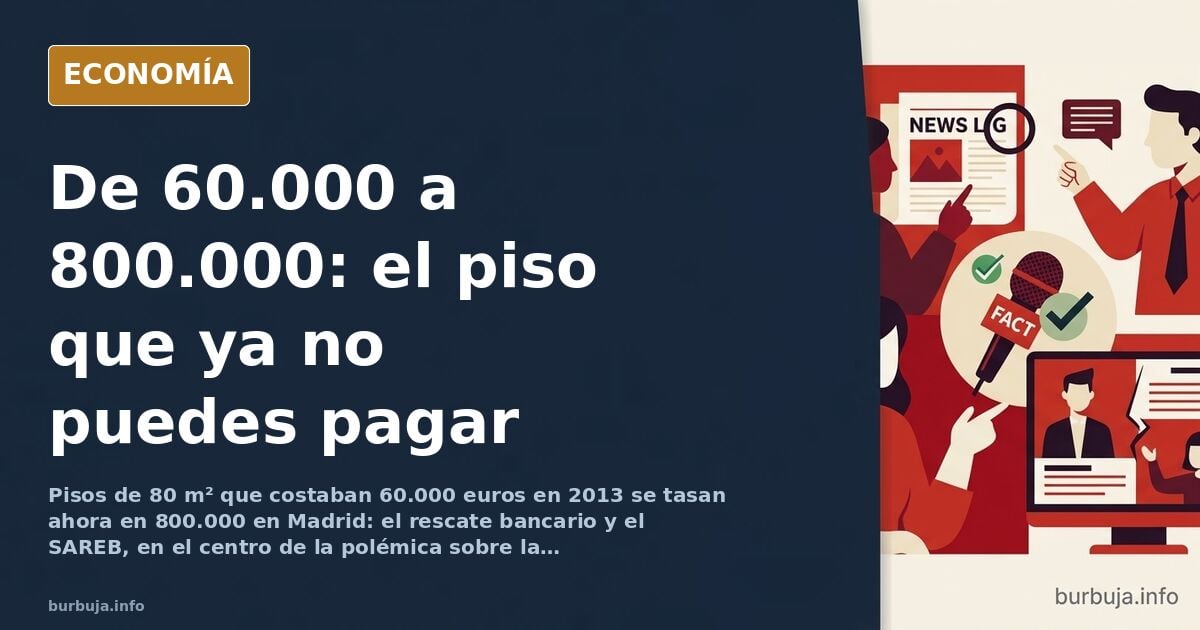 Fachada de un edificio de viviendas con carteles de venta y la plaza de toros de Ventas al fondo, imagen sobre el precio de l
