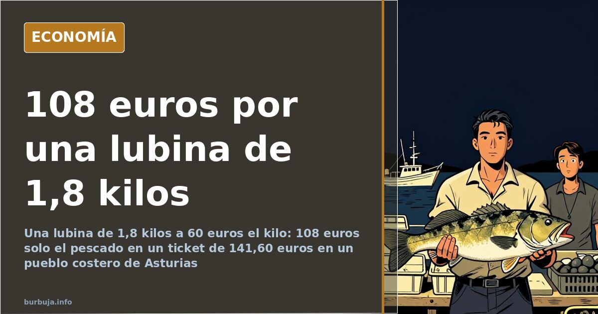 Ticket de restaurante con una lubina de 1,8 kilos a 60 euros el kilo en un pueblo costero de Asturias