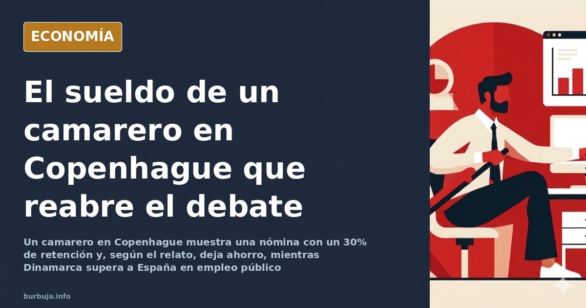 Nómina de un camarero en Copenhague junto a una taza de café, imagen del debate sobre el sueldo y el empleo joven en España