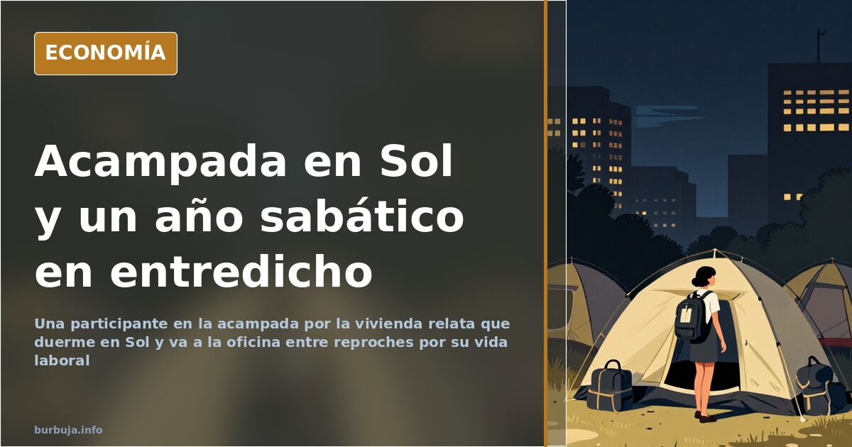 Tiendas de campaña instaladas en una plaza urbana durante una acampada por la vivienda