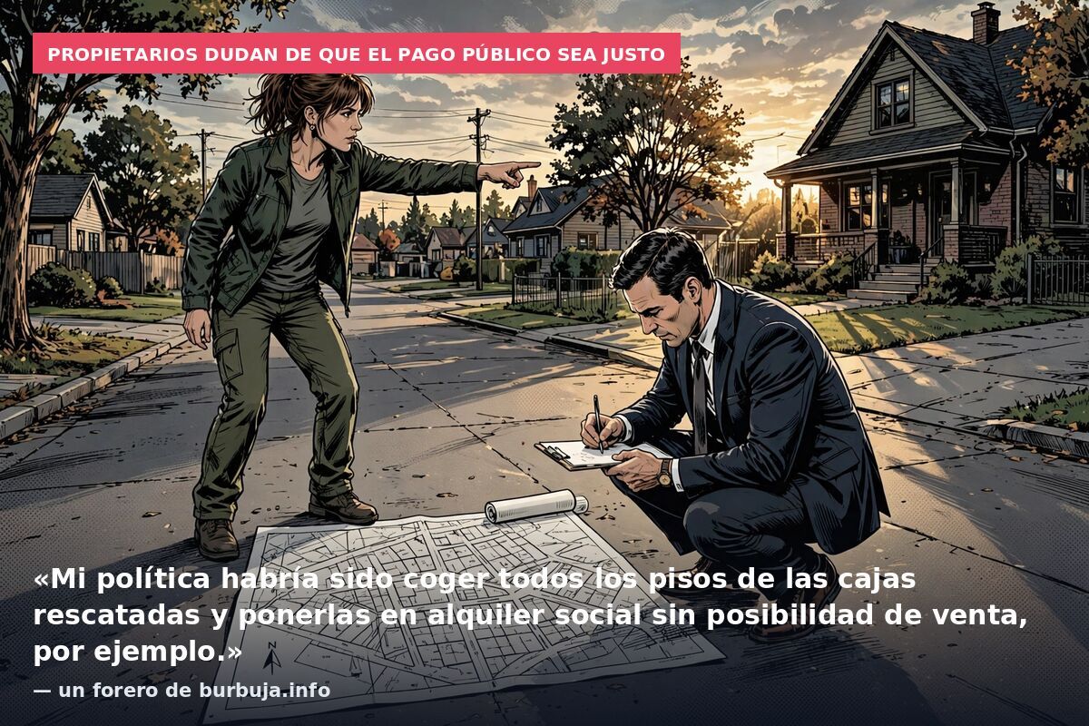 Propietarios dudan de que el pago público sea justo: «Mi política habría sido coger todos los pisos de las cajas rescatadas y ponerlas en alquiler social sin posibilidad de venta, por ejemplo.» — un forero de burbuja.info