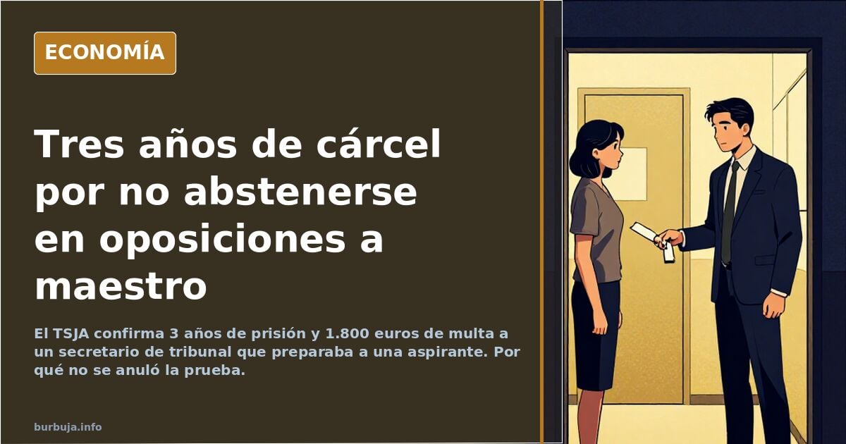 TRES AÑOS DE CARCEL tras ser DENUNCIADO por el MARIDO DE LA OPOSITORA con la que "mantenía una relación" mientras ESTABA EN EL TRIBUNAL....jajaja