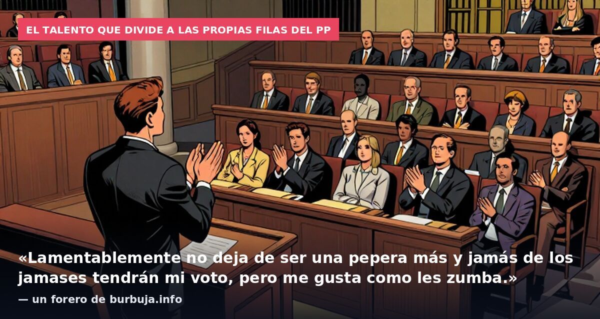 El talento que divide a las propias filas del PP: «Lamentablemente no deja de ser una pepera más y jamás de los jamases tendrán mi voto, pero me gusta como les zumba.» — un forero de burbuja.info