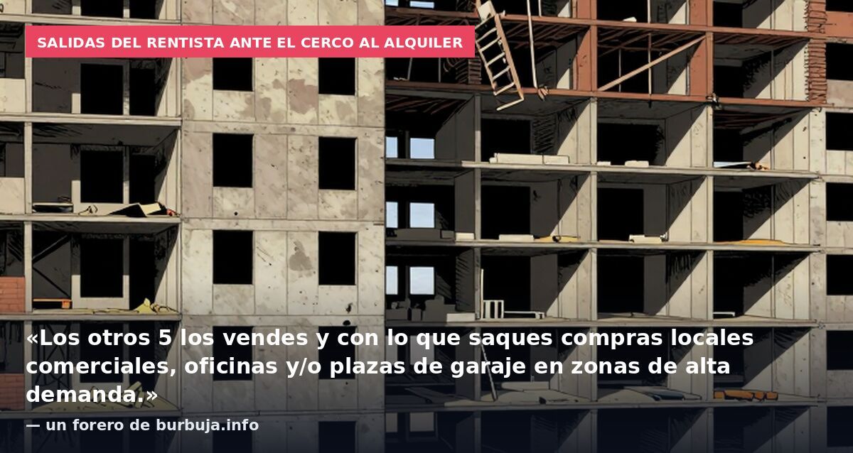 Salidas del rentista ante el cerco al alquiler: «Los otros 5 los vendes y con lo que saques compras locales comerciales, oficinas y/o plazas de garaje en zonas de alta demanda.» — un forero de burbuja.info