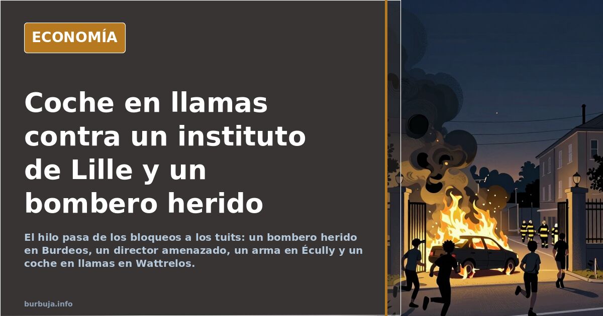 Coche en llamas contra un instituto de Lille y un bombero herido