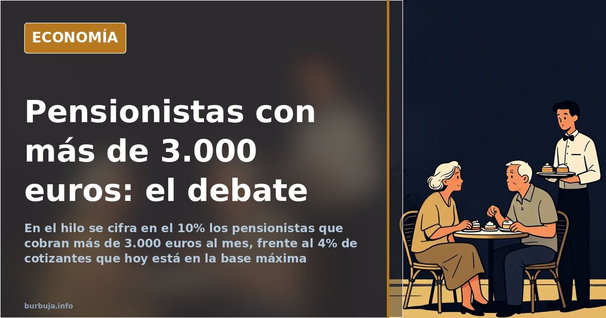 Ilustración editorial sobre las pensiones de más de 3.000 euros y la brecha entre quienes las cobran y quienes cotizan