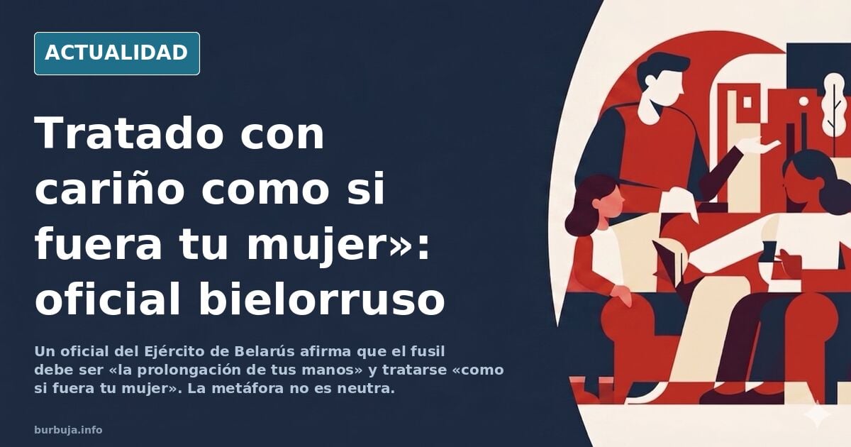 Español: "El fusil tiene que ser la prolongación de tus manos y debe ser tratado con cariño como si fuera tu mujer."