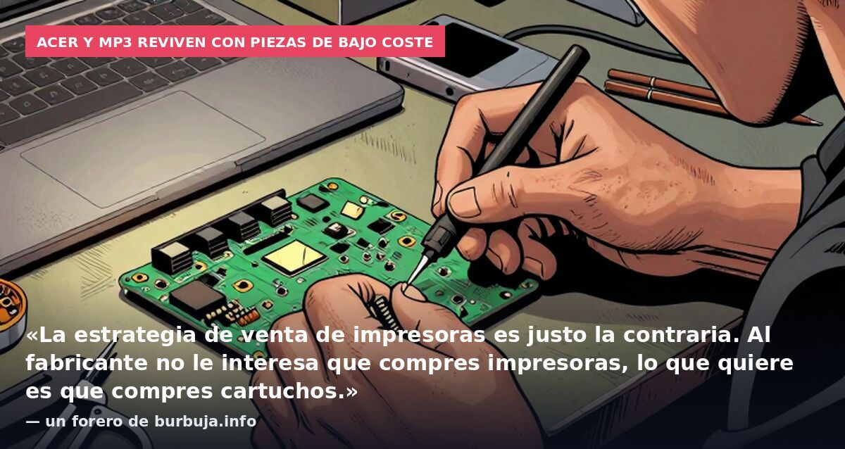 Acer y MP3 reviven con piezas de bajo coste: «La estrategia de venta de impresoras es justo la contraria. Al fabricante no le interesa que compres impresoras, lo que quiere es que compres cartuchos.» — un forero de burbuja.info