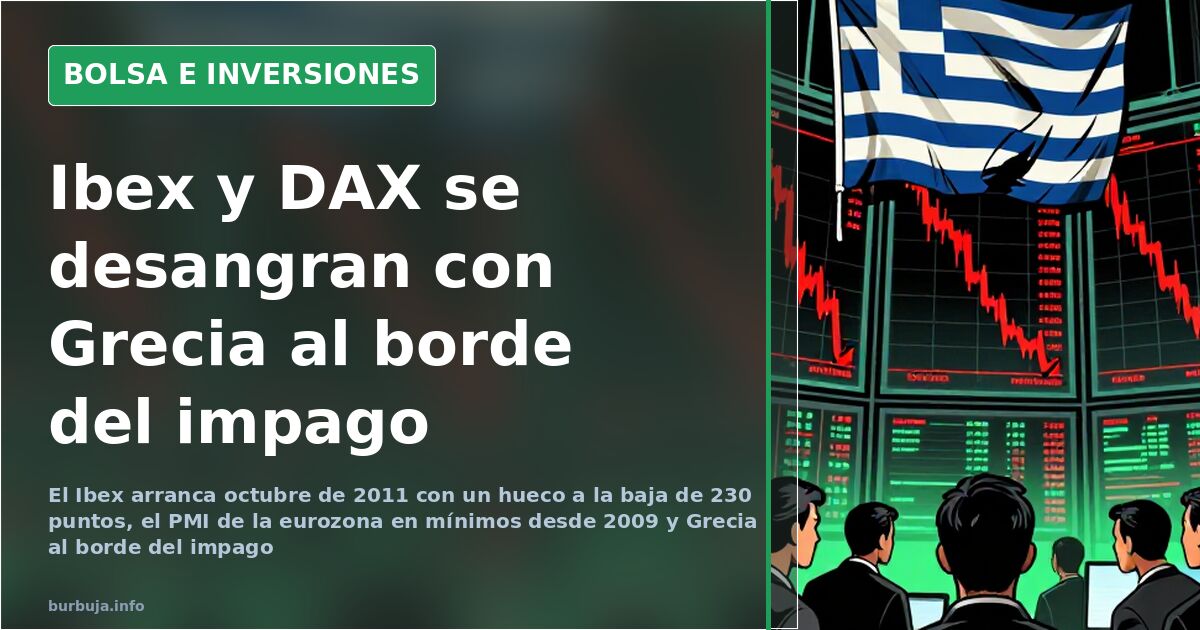Gráfico de velas del Ibex 35 con caídas marcadas y líneas de soporte sobre panel de cotizaciones oscuro