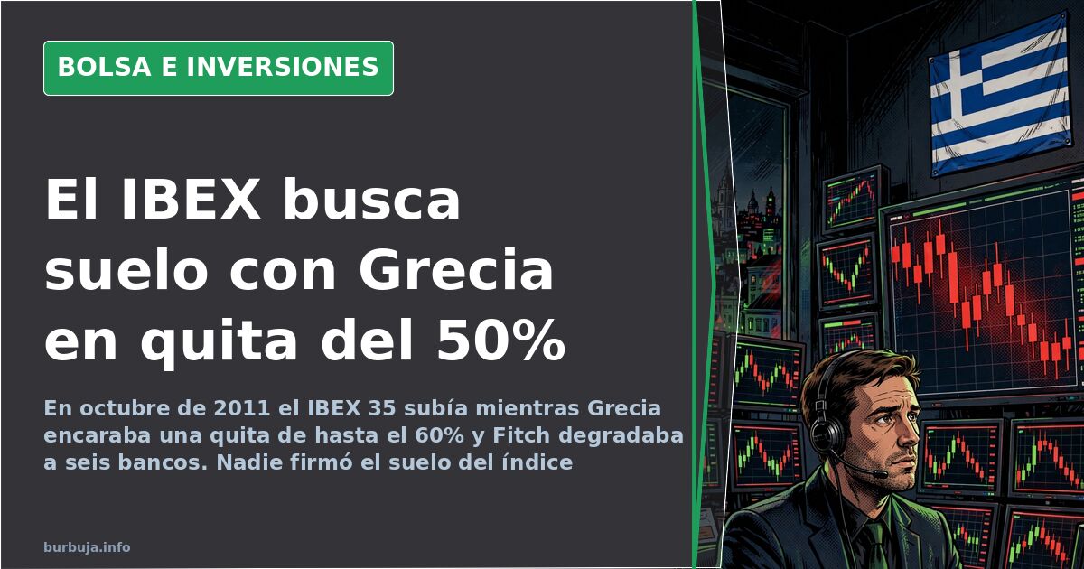 Gráfico de velas del IBEX 35 en pantalla oscura con niveles de soporte y resistencia marcados en verde y rojo