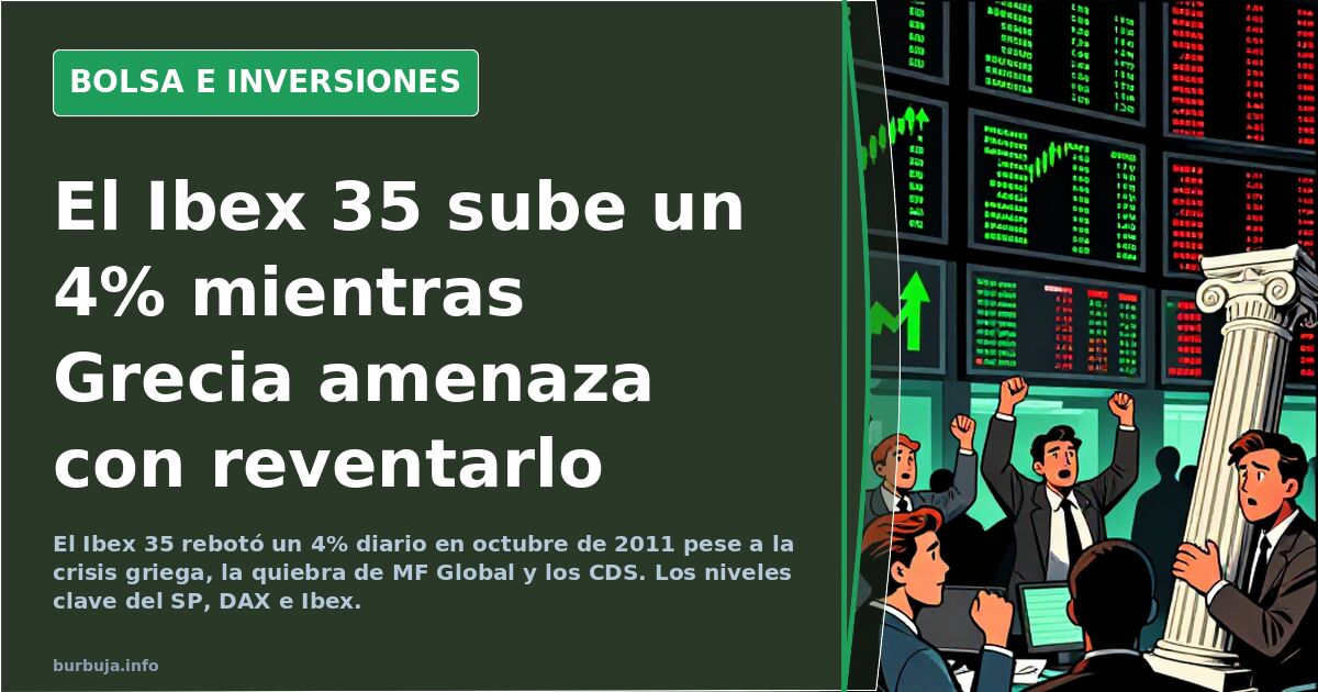 Pantalla de terminal financiera con gráficos de velas del Ibex 35 en verde y rojo sobre fondo oscuro