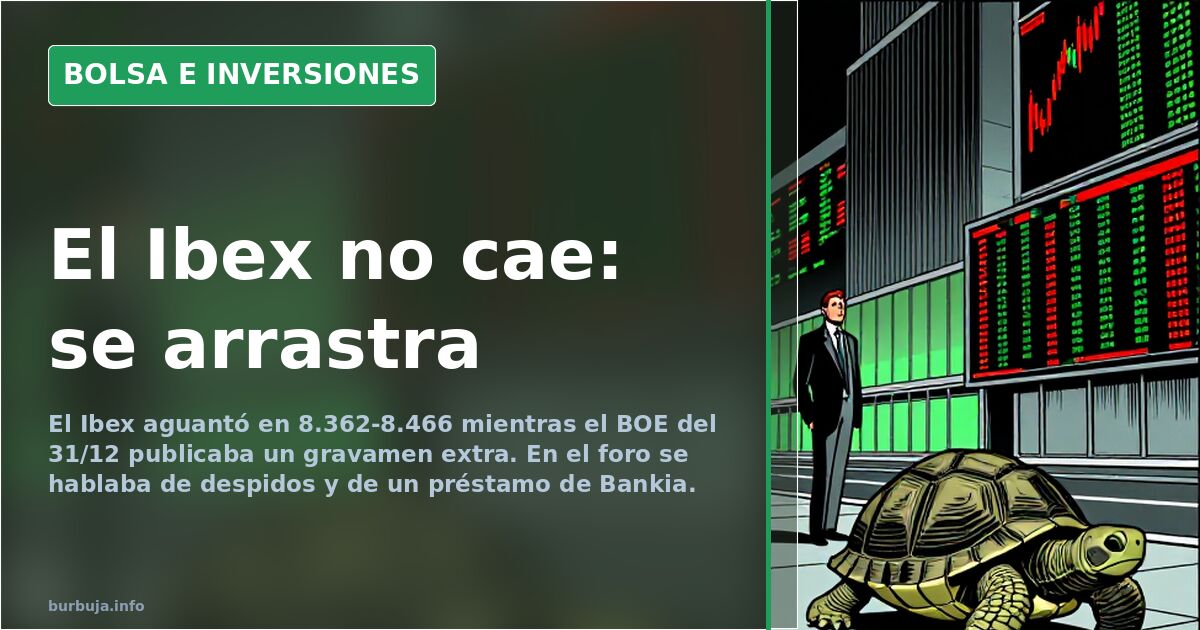 Gráfico de velas del Ibex 35 en diciembre de 2011 con línea de soporte en 8.322 y resistencia en 8.466 puntos sobre fondo osc