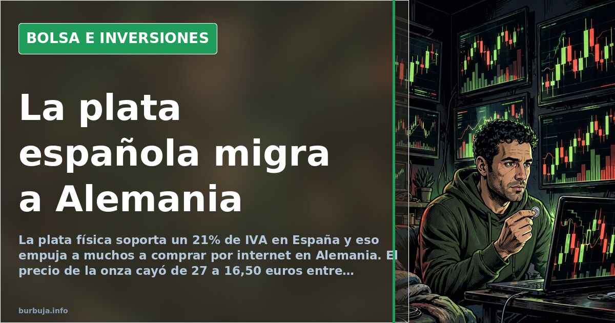 Gráfico de cotización de la plata con velas y pantallas bursátiles sobre fondo oscuro que muestra la caída del precio de la o