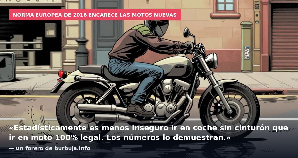 Norma europea de 2016 encarece las motos nuevas: «Estadísticamente es menos inseguro ir en coche sin cinturón que ir en moto 100% legal. Los números lo demuestran.» — un forero de burbuja.info