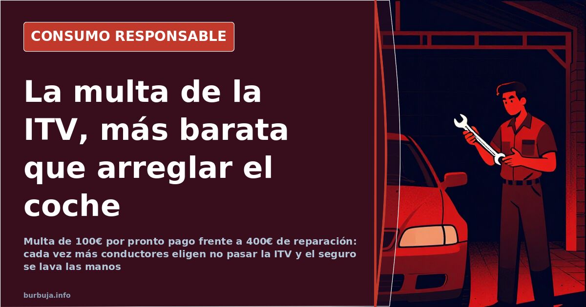 Pegatina de la ITV caducada en el parabrisas de un coche aparcado en la calle junto a un contenedor