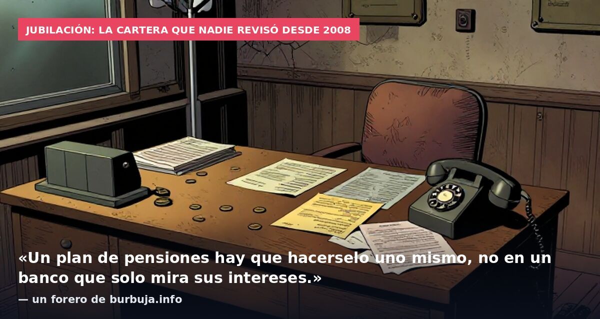 Jubilación: la cartera que nadie revisó desde 2008: «Un plan de pensiones hay que hacerselo uno mismo, no en un banco que solo mira sus intereses.» — un forero de burbuja.info