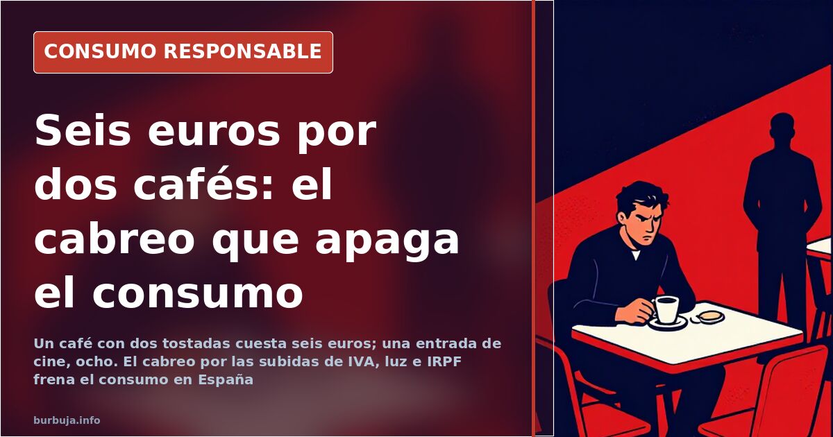 Ticket de bar con dos cafés con leche y mini tostadas, símbolo del frenazo al consumo en España