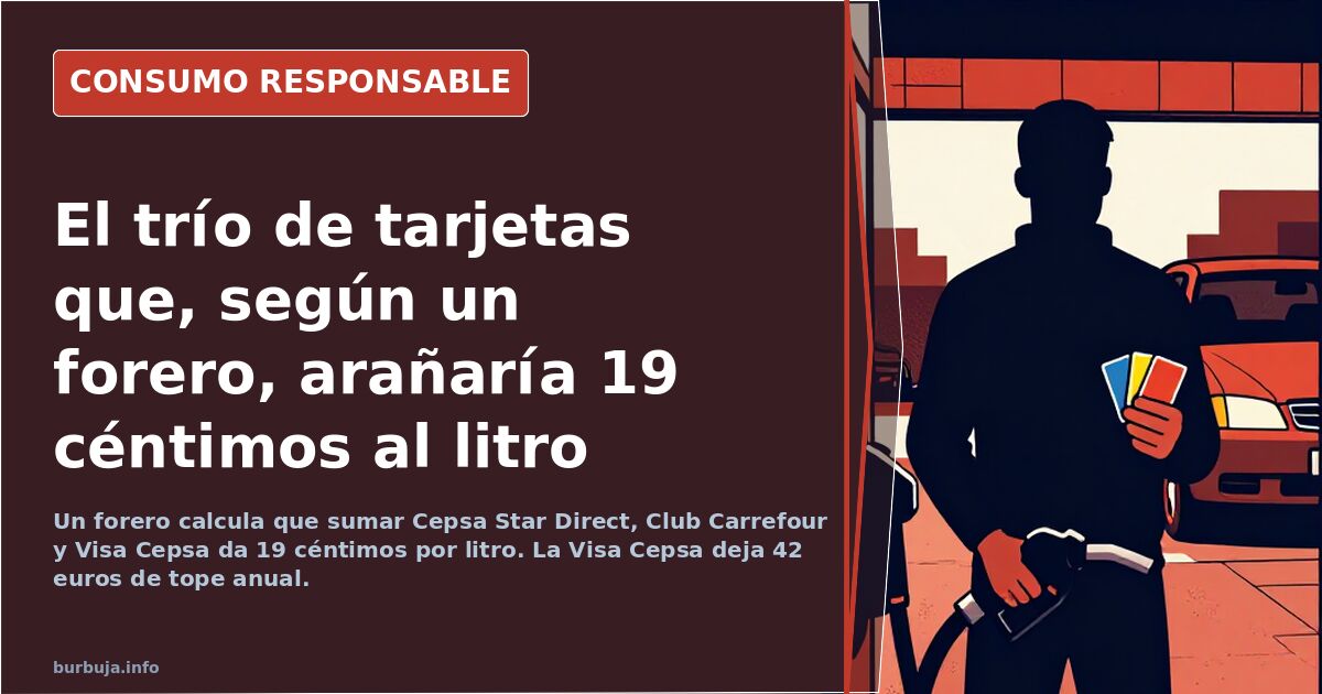 Surtidor de gasolinera con varias tarjetas de descuento de combustible apiladas para ahorrar en gasolina