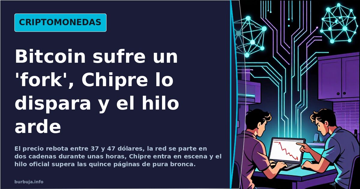 Bitcoin sufre un 'fork', Chipre lo dispara y el hilo arde