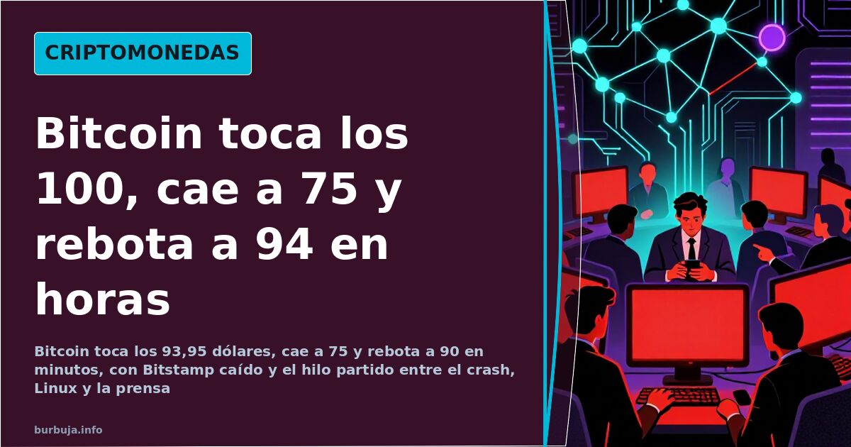 Bitcoin toca los 100, cae a 75 y rebota a 94 en horas