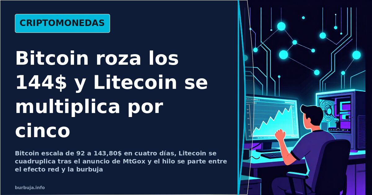 Bitcoin roza los 144$ y Litecoin se multiplica por cinco