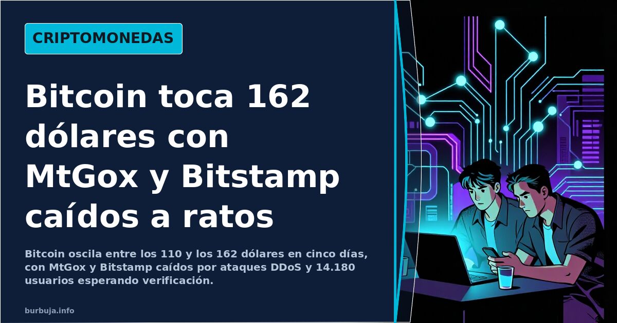 Bitcoin toca 162 dólares con MtGox y Bitstamp caídos a ratos