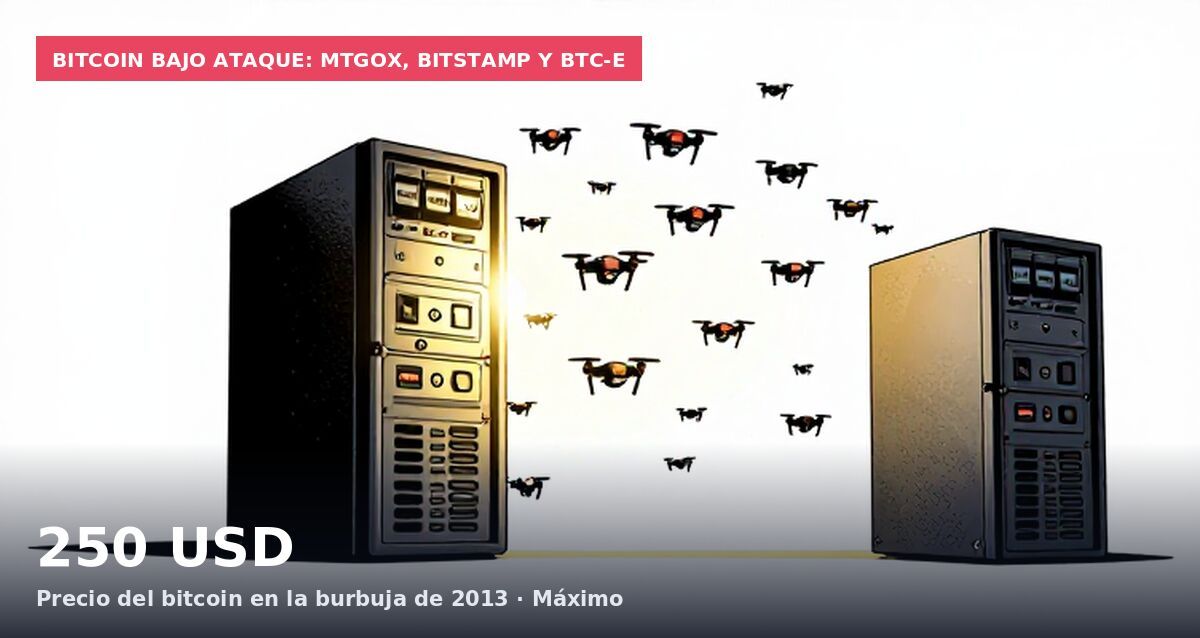 Bitcoin bajo ataque: MtGox, Bitstamp y BTC-e: 250 USD Precio del bitcoin en la burbuja de 2013 · Máximo
