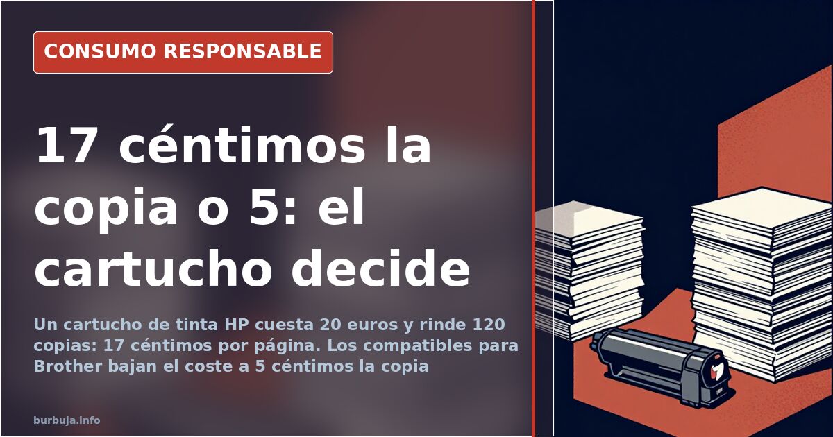 Impresora multifunción doméstica junto a cartuchos de tinta compatibles y un portátil sobre la mesa de una casa