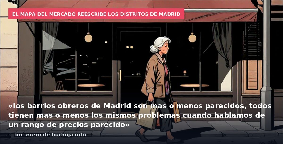 El mapa del mercado reescribe los distritos de Madrid: «los barrios obreros de Madrid son mas o menos parecidos, todos tienen mas o menos los mismos problemas cuando hablamos de un rango de precios parecido» — un forero de burbuja.info