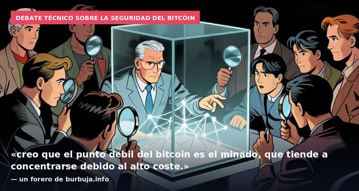 Debate técnico sobre la seguridad del bitcóin: «creo que el punto debil del bitcoin es el minado, que tiende a concentrarse debido al alto coste.» — un forero de burbuja.info
