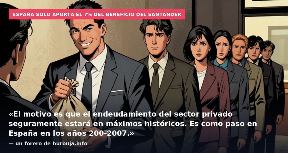 España solo aporta el 7% del beneficio del Santander: «El motivo es que el endeudamiento del sector privado seguramente estará en máximos históricos. Es como paso en España en los años 200-2007.» — un forero de burbuja.info