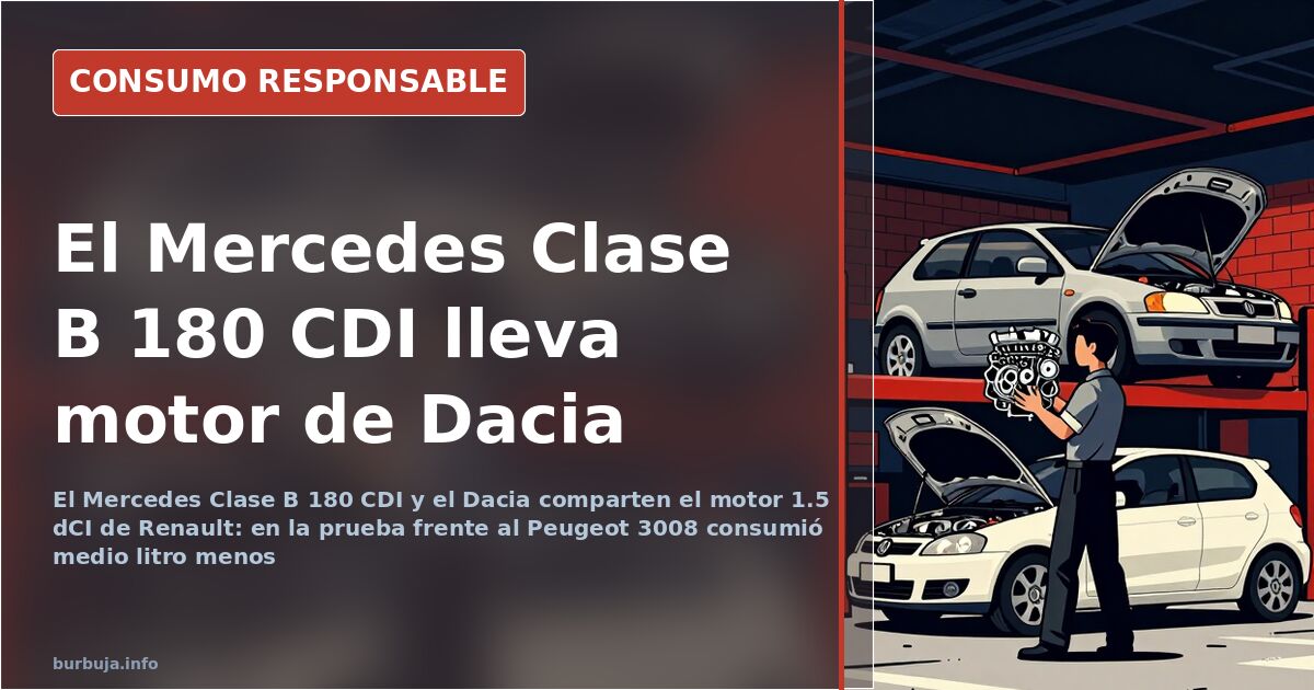 Motor diésel 1.5 dCI de Renault instalado en el vano de un Mercedes Clase B, el mismo bloque que monta un Dacia