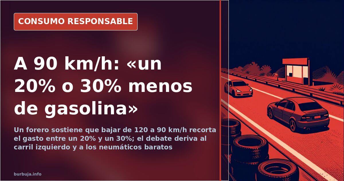 Cuadro de mandos de un turismo con el control de crucero fijado a 90 km/h mientras circula por una autovía