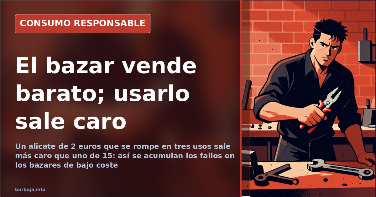 Varias herramientas de bajo coste sobre un banco de trabajo, entre ellas llaves allen y tenazas deformadas