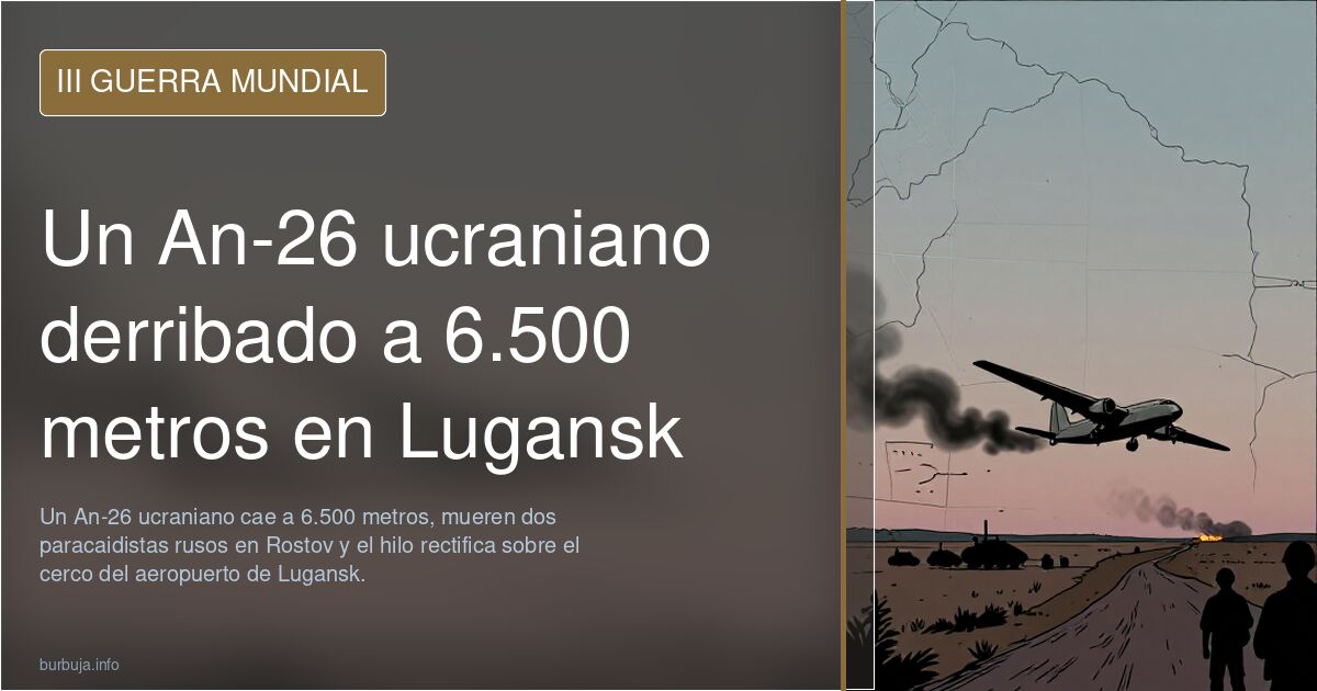 Un An-26 ucraniano derribado a 6.500 metros en Lugansk