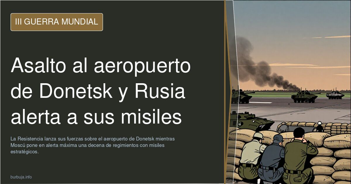 Asalto al aeropuerto de Donetsk y Rusia alerta a sus misiles