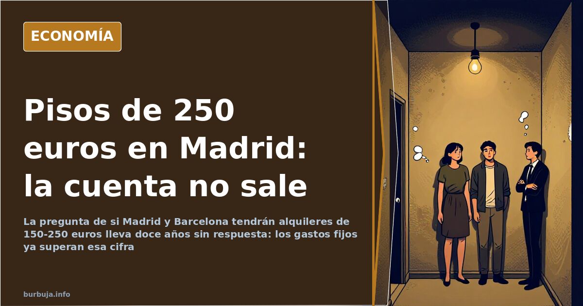 Fachadas de bloques de vivienda en una gran ciudad española con carteles de alquiler y andamios, bajo un cielo azul oscuro