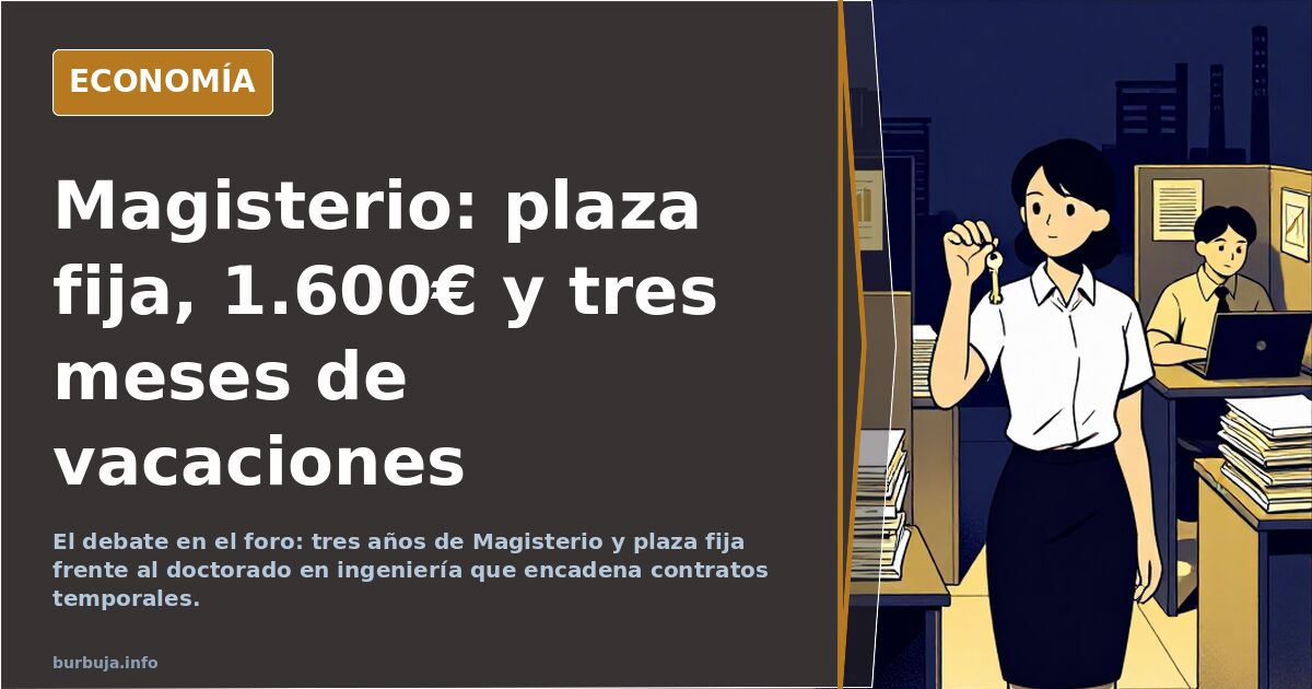 Ilustración editorial con gráficos financieros, monedas y un edificio escolar bajo una barra ascendente de salario docente