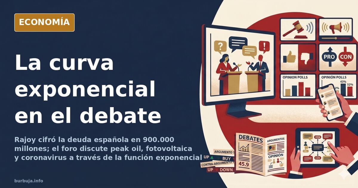 Ilustración editorial de una curva exponencial sobre un planeta finito
