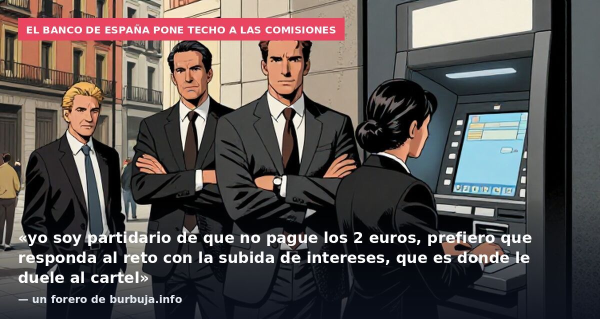 El Banco de España pone techo a las comisiones: «yo soy partidario de que no pague los 2 euros, prefiero que responda al reto con la subida de intereses, que es donde le duele al cartel» — un forero de burbuja.info
