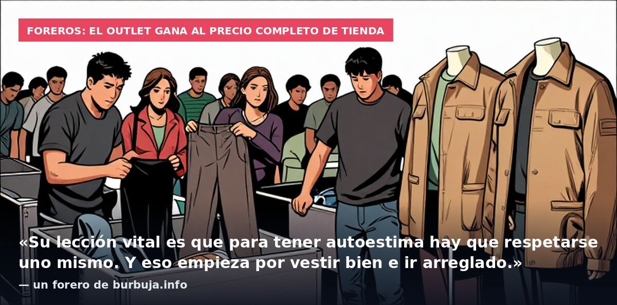 Foreros: el outlet gana al precio completo de tienda: «Su lección vital es que para tener autoestima hay que respetarse uno mismo. Y eso empieza por vestir bien e ir arreglado.» — un forero de burbuja.info